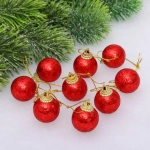 Новогодние шары 3 см (набор 9 шт) «Блестящее напыление», красный