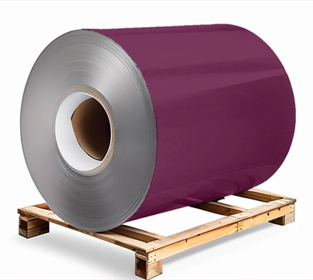 Сталь оцинкованная 0,7х1250х3000 мм RAL 4004 бордово-свекольный Грунт обр.стороны / защ.пленка