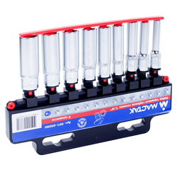 МАСТАК (001-2009H) Набор торцевых глубоких головок 1/4", 6-гранные, 5-13 мм, 9 предметов