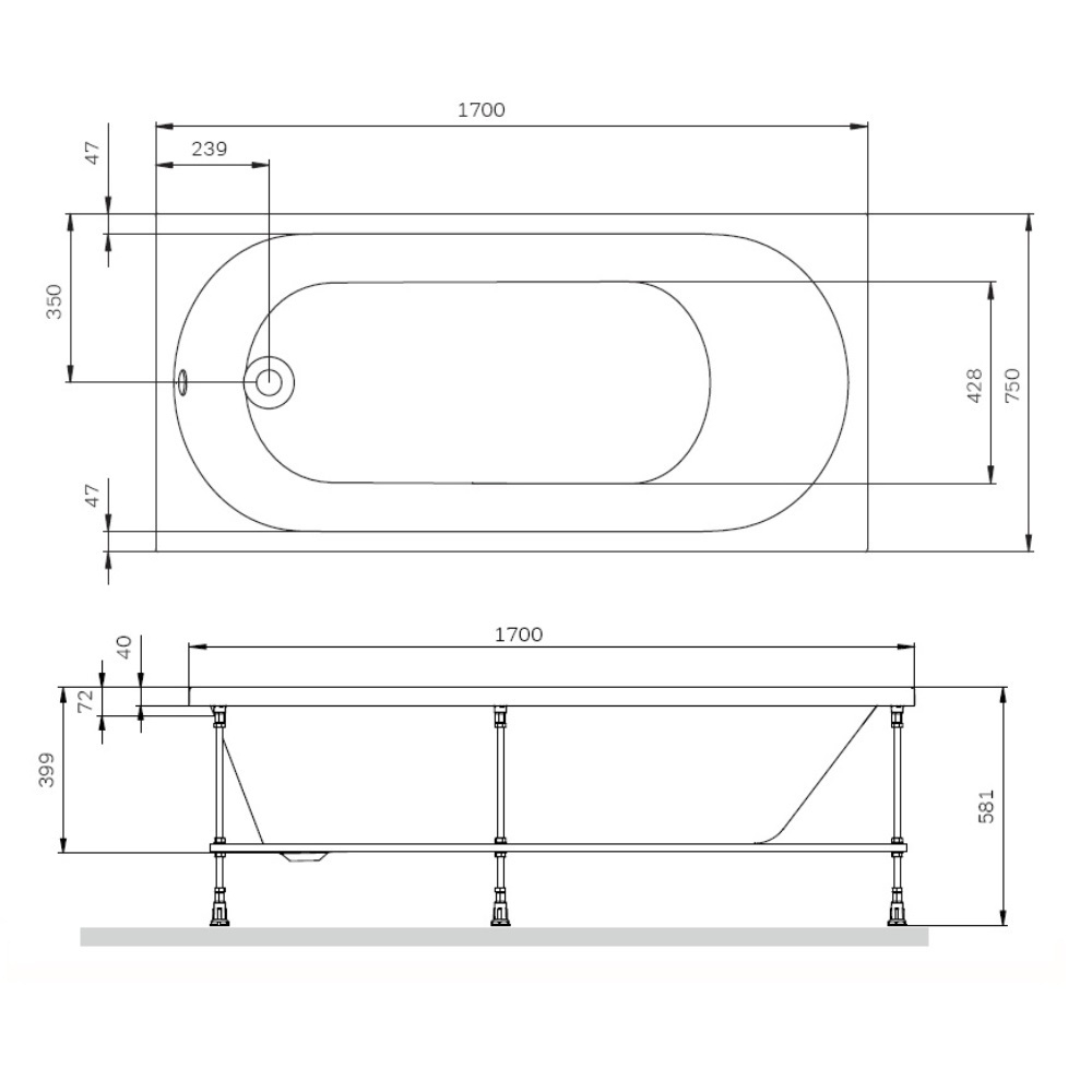 Ванна акриловая 170х75 см AM.PM X-Joy W94A-170-075W-A белая