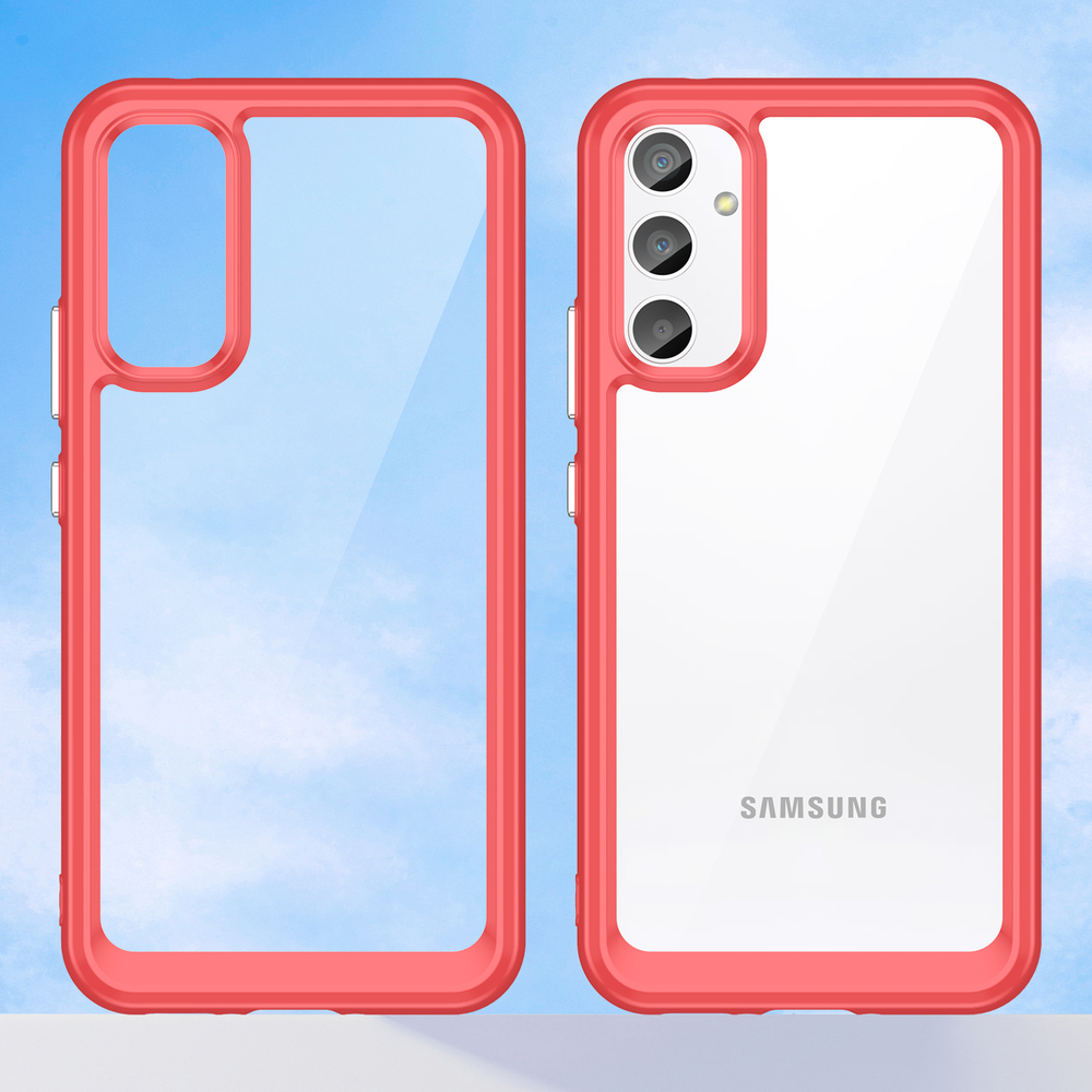 Чехол противоударный с мягкими усиленными рамками красного цвета для Samsung Galaxy A34 5G, мягкий отклик кнопок