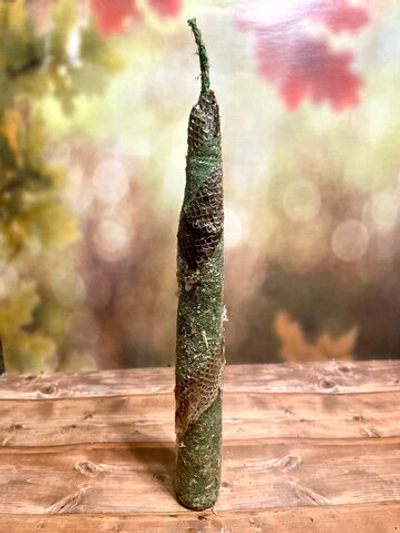 Катаная свеча зеленая в змеиной коже. Здоровье и изобилие + ПОДАРОК