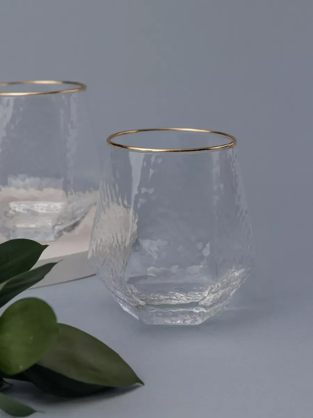 Набор шестигранных бокалов с рифленым стеклом 6 шт 300 мл.