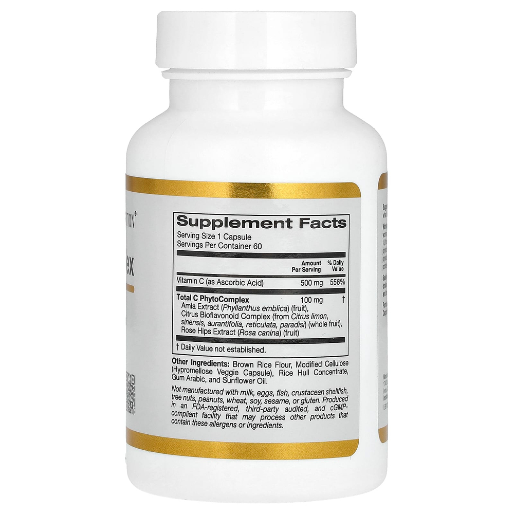 California Gold Nutrition, Total C Complex, комплекс с аскорбиновой кислотой, амлой, цитрусовыми биофлавоноидами и экстрактом шиповника, 500 мг, 60 растительных капсул