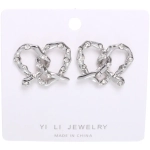Серьги «ЭЛЛОДИ», сердечки, цвет золото и серебро, 4,2*2см