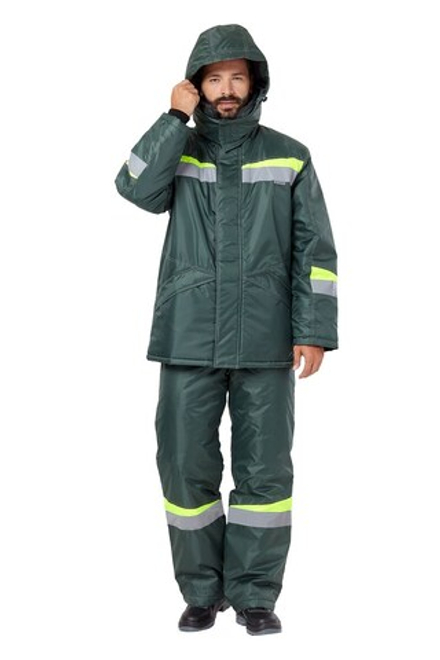 Костюм "Комфорт" т.зеленый/неоновый (зимний)