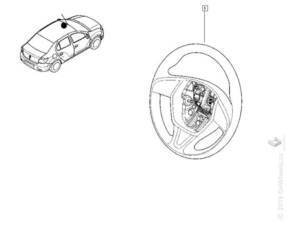 Руль Renault Logan II 2014 г.  мульти руль  (без подушки безопасности) (Renault)