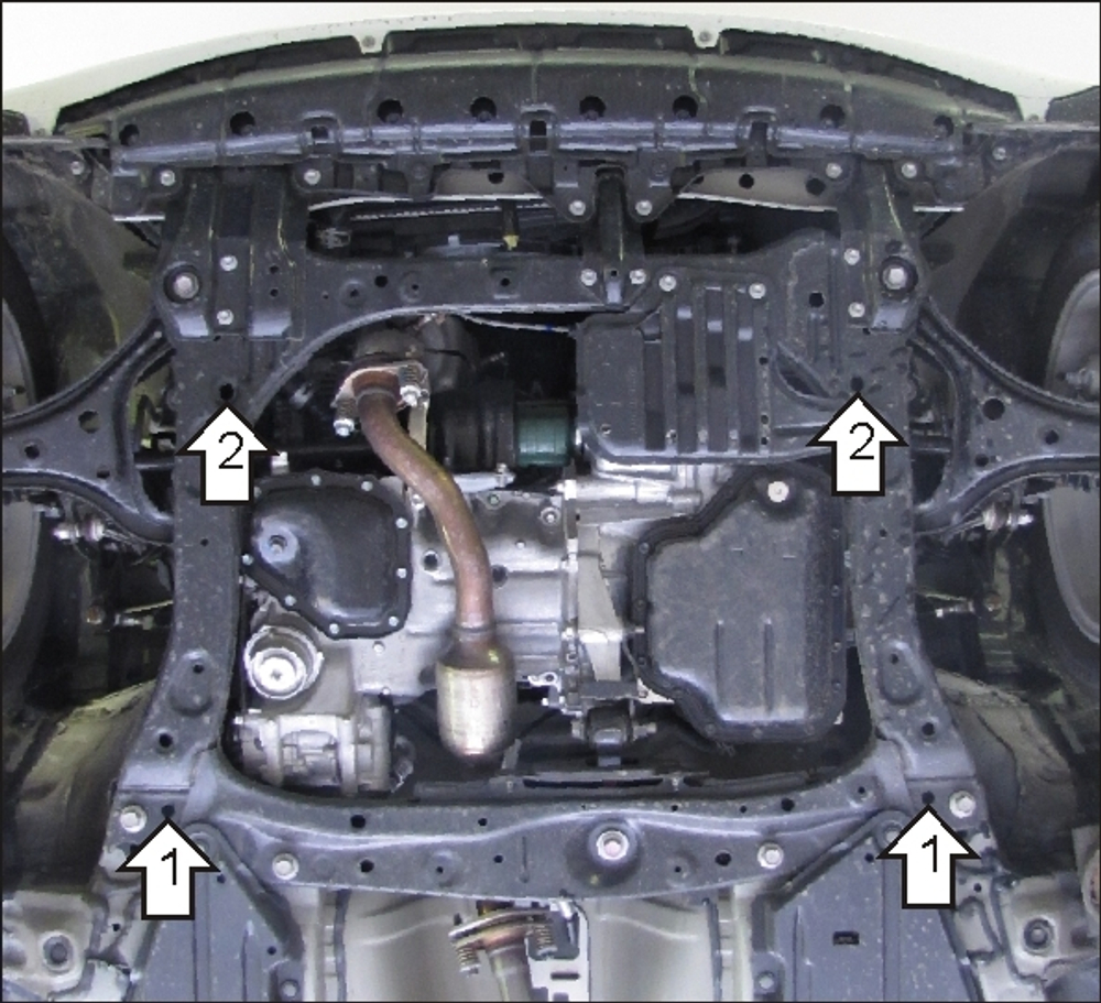 Защита картера Двигателя, КПП. 2 мм, Сталь. для Toyota IQ 2009-2016 MOTODOR.02548