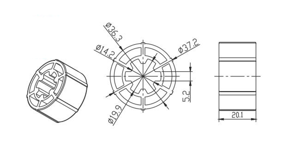 Переходник для круглого вала 40х1,5 (AM35)