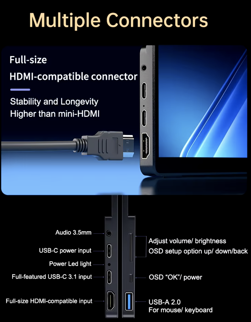 14" Портативный монитор с встроенной подставкой AU14O 4K OLED 3840x2400, 60 Гц