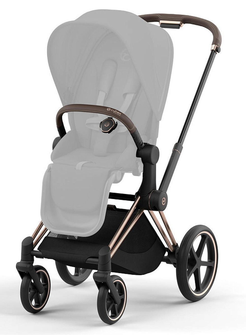 Коляска 3 в 1 Cybex Priam IV Rosegold complete и автокресло Cloud T i-Size Platinum White Plus Cozy Beige