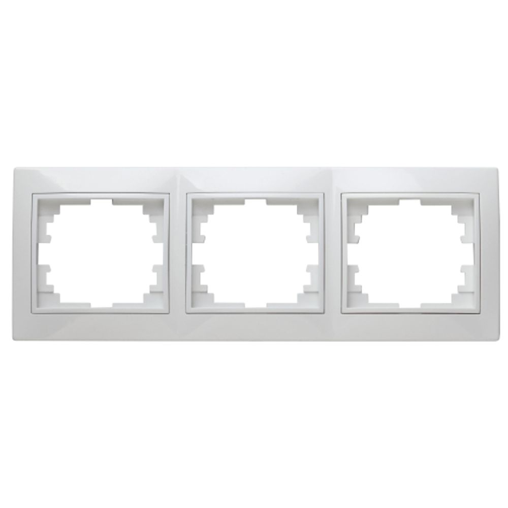 Рамка для розеток и выключателей Intro Plano 1-503-01 на 3 поста горизонтальная, СУ, белый