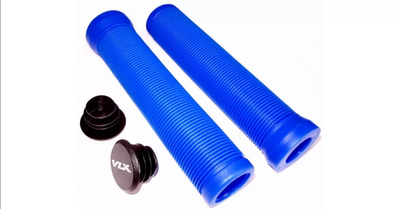 Грипсы без фланца VLX , 166мм, голубые, SOFT, заглушки с лого, без уп.