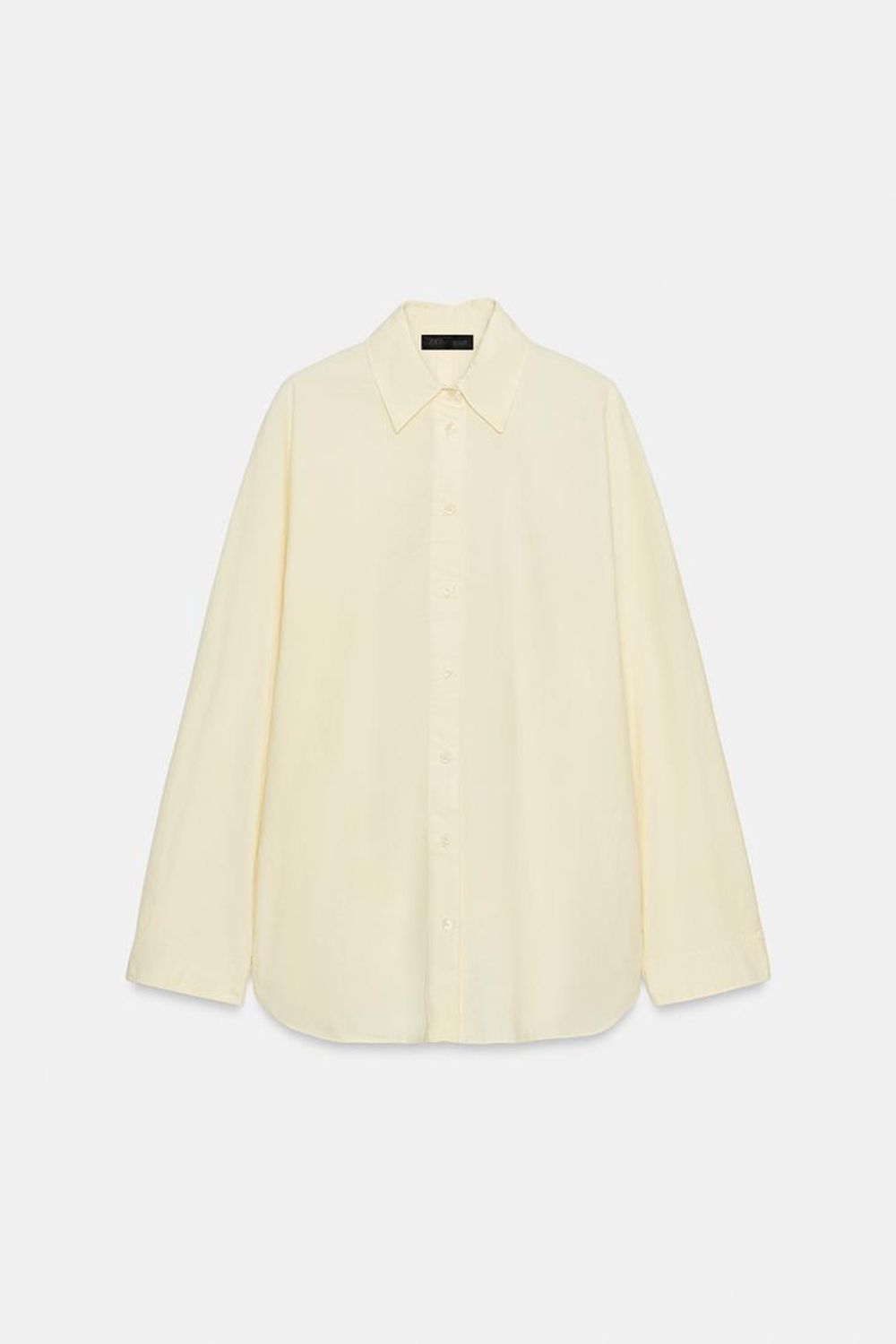 ZARA РУБАШКА ОВЕРСАЙЗ ИЗ ПОПЛИНА, СВЕТЛО-ЖЕЛТЫЙ