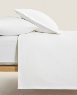 ZARA HOME ХЛОПКОВОЕ ПОКРЫВАЛО В КЛЕТКУ, БЕЛЫЙ