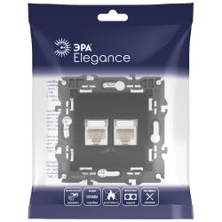 Розетка ЭРА Elegance 14-3108-05 информационная двойная 2хRJ45 IP20 антрацит | Эра Elegance