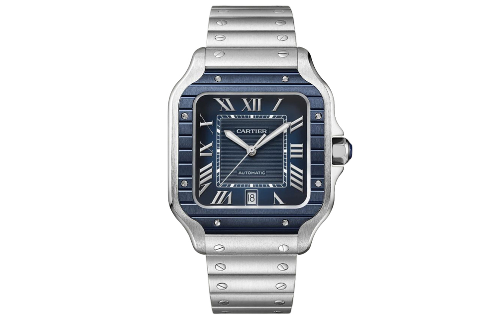 CARTIER SANTOS DE Automatic Mechanical Movement Unisex Watch 39.8mm Blue Dial