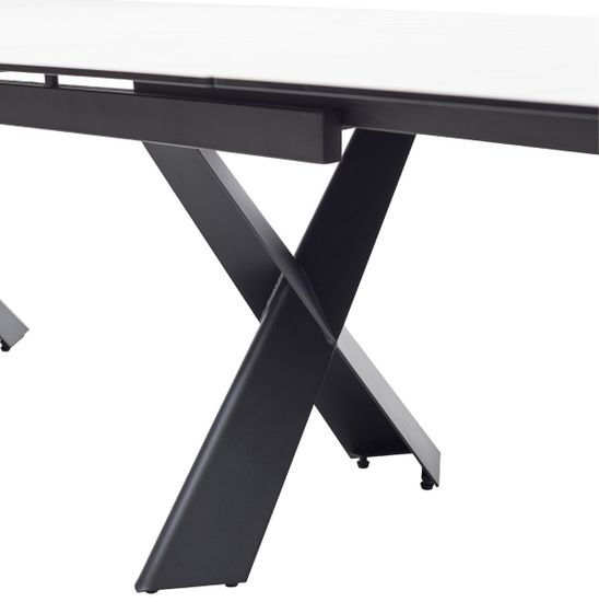 Стол ORISTANO 200 MARBLES KL-99 Белый мрамор матовый, итальянская керамика/ черный каркас