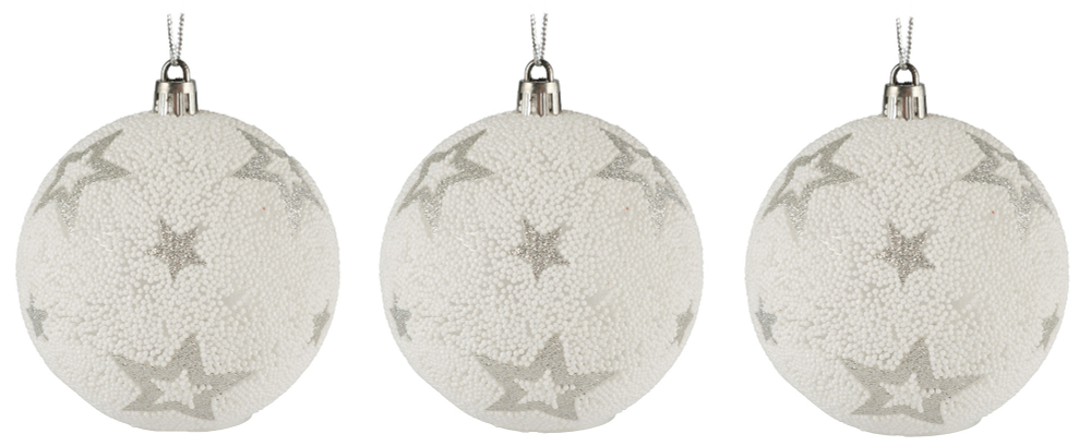 Набор шаров 3шт 8см белый светящийся, SYPMQB-0323090