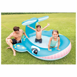 Бассейн надувной Intex 57440 Whale Spray 201х196х91 см / Круглый бассейн Интекс с водяным фонтаном распылителем Кит для дачи