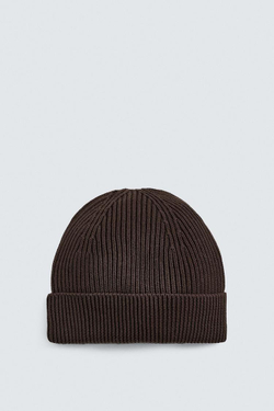 ZARA БАЗОВАЯ ТРИКОТАЖНАЯ ШАПКА, ШОКОЛАДНЫЙ