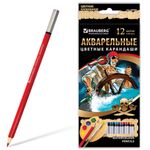 Карандаши цветные акварельные BRAUBERG "Корсары", 12 цветов, заточенные, картонная упаковка, 180566