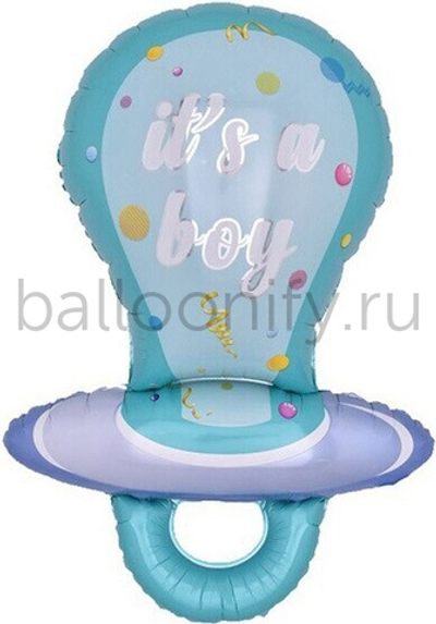 Шар (38''/97 см) Фигура, Соска Пустышка для мальчика, Голубой, 1 шт.