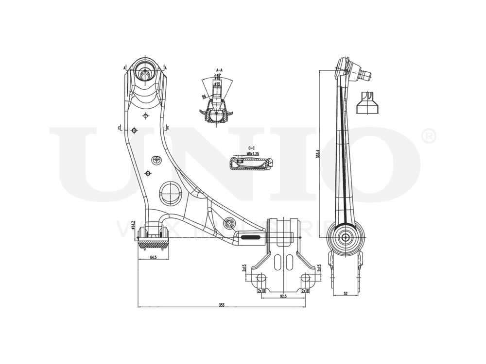 Рычаг подвески поперечный передний нижний правый UNIO SSP-40081