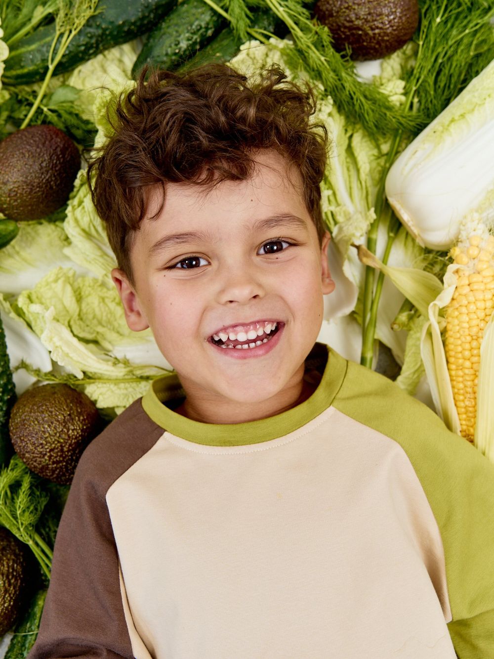 Футболка оверсайз Колор блок "Крем-брюле/Шоколад"