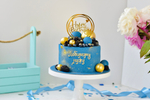 Ягодный торт мужу, парню на день рождения синий с ягодами и топпером "Happy birthday"