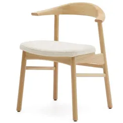 Стул Timons из бежевой синели из массива дуба с натуральной отделкой FSC Mix Credit