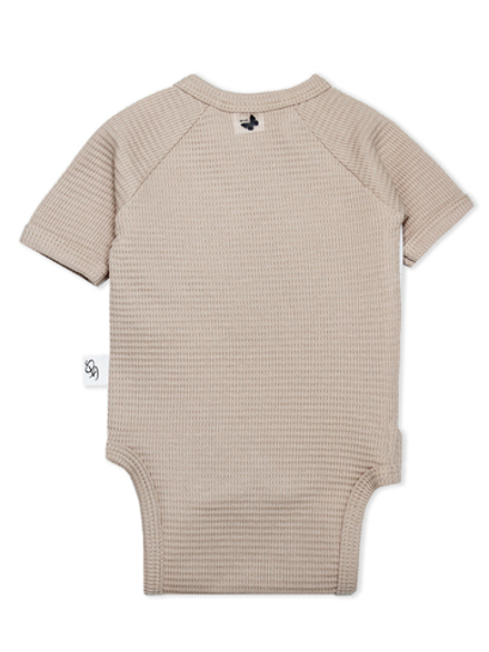 Боди на молнии с коротким рукавом Вафля Светлый кофе