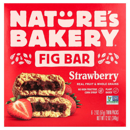 Nature's Bakery, Инжирный батончик, клубника, 6 двойных пакетиков по 57 г (2 унции)