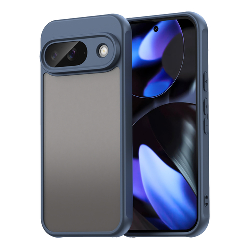 Защитный чехол с синими боковыми рамками для Google Pixel 9, задняя крышка тонированная прозрачная