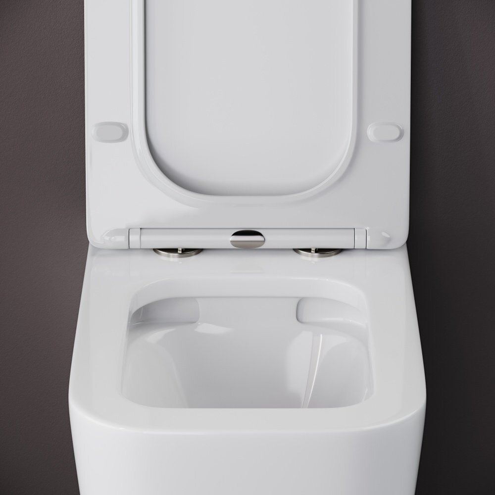 Комплект подвесной безободковый унитаз Ceramica Nova Cubic Rimless CN1806 36 x 53 x 37 см с сиденьем Soft Close + инсталляция Geberit Delta 458.149.21.1 с кнопкой, хром глянцевый