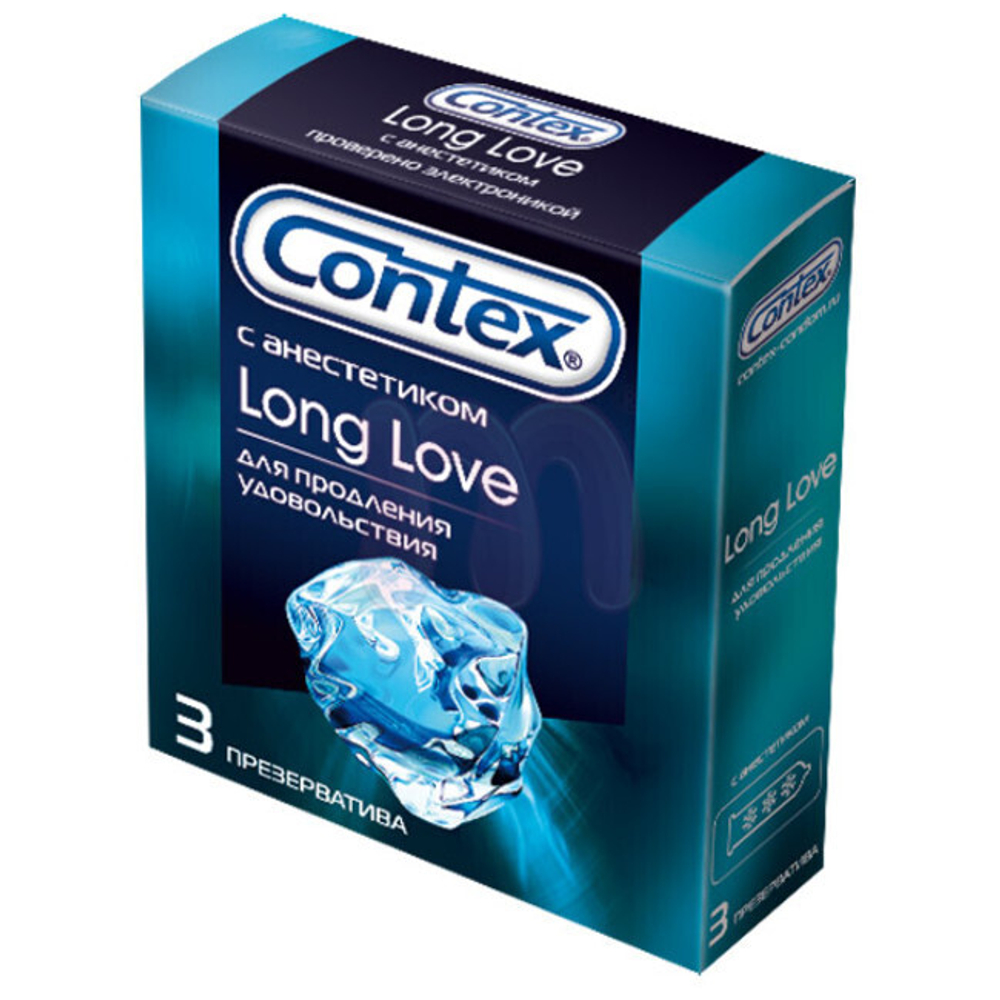 Презервативы "Contex" №3 Long Love с анестетиком, продлевают удовольствие (Цвет: прозрачный)