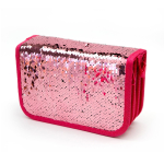 Пенал 3 отделения Alingar, пайетки, молния, 120 х 190 мм, "Хамелион", микс (пайетки серебро, розовые, фиолет,красные)