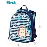 Ранец Först F-Top "Blue hedgehock" 36*28*15 см, 2 отделения, 2 кармана, анатомическая спинка