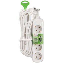Удлинитель электрический ЭРА UDL-10-450-E Greenline 4 розетки с заземлением 5м ПВС 3x0.75мм2 | Бытовые удлинители