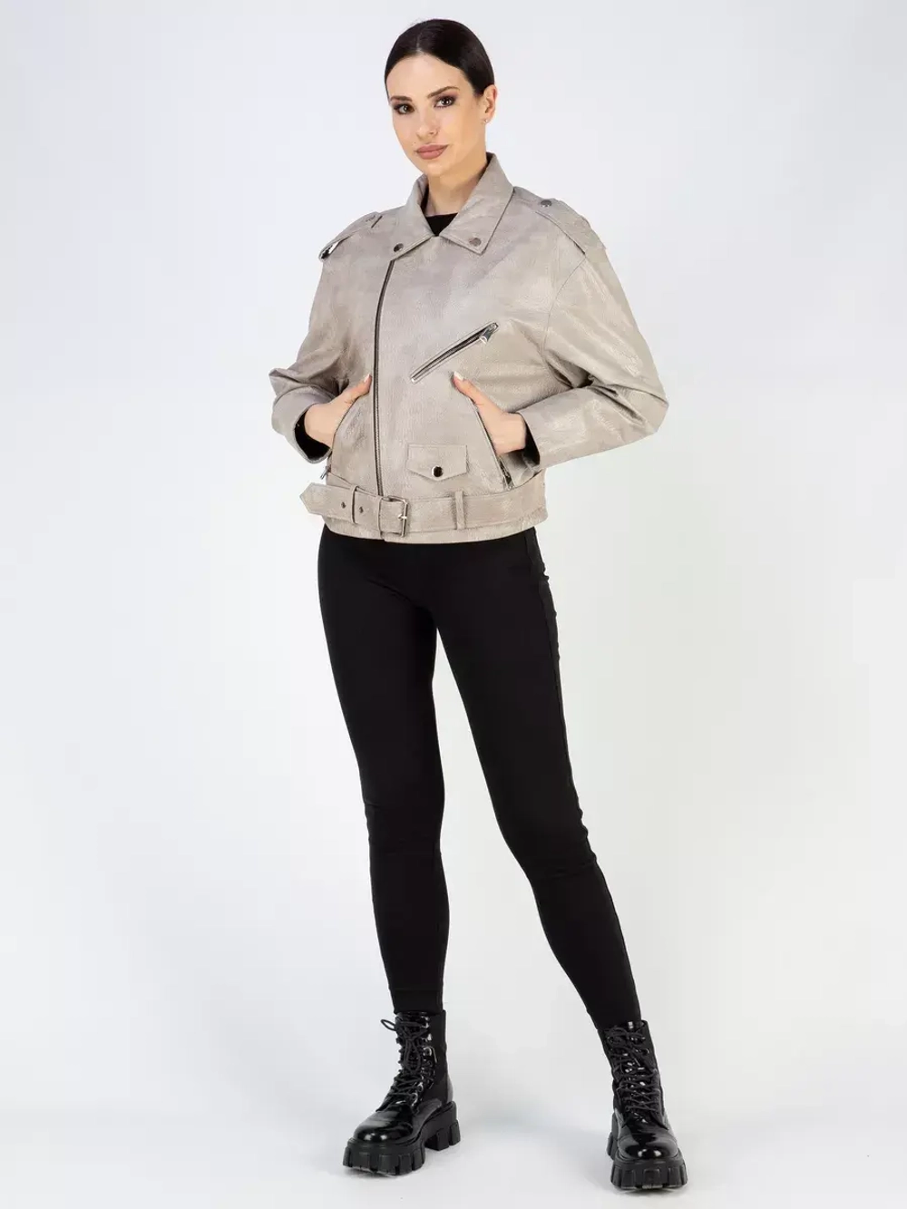 Куртка кожаная натуральная косуха оверсайз