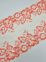 Кружево эластичное молочный/коралл К645