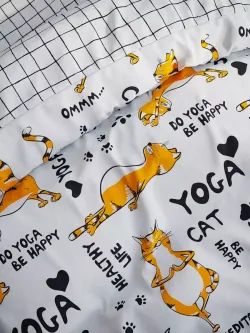 Постельное белье бязь Сказка "Yogacat" (бязь) 1,5-сп Наволочка 50х70 см 1 шт Простынь 150x215 смПододеяльник 145x215 см