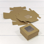 Коробка Для конфет сборная 10х10х5 см с окошком (Коричневый, Крафт)