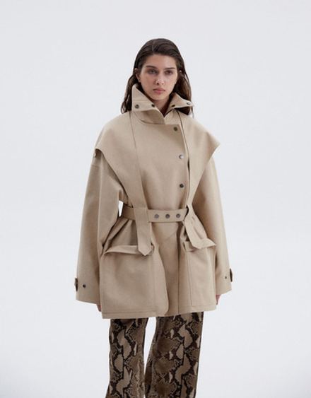 Тренч на молнии из хлопка Берберри бежевый
