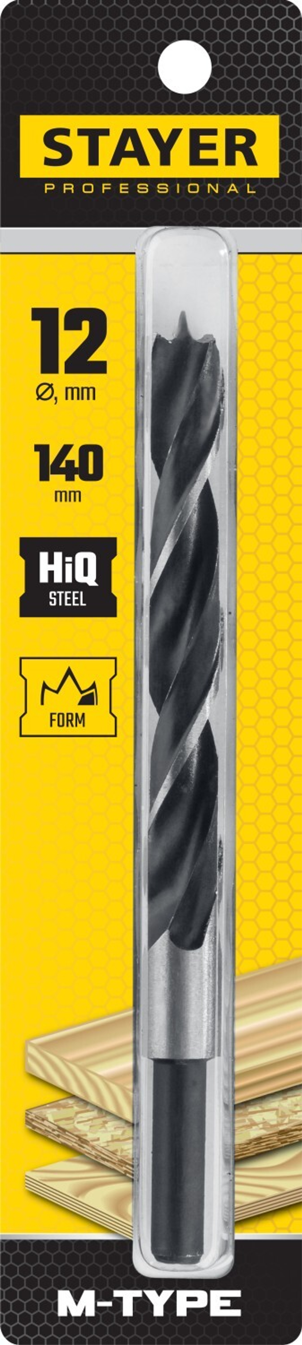 STAYER M-type, 12.0 x 140/85 мм, М-образная заточка, спиральное сверло по дереву (2942-140-12)