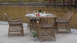 "Эспрессо" плетеный круглый стол, диаметр 118 см, цвет соломенный