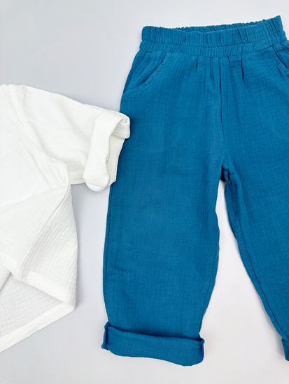 Комплект муслиновый, Петроль/Белый