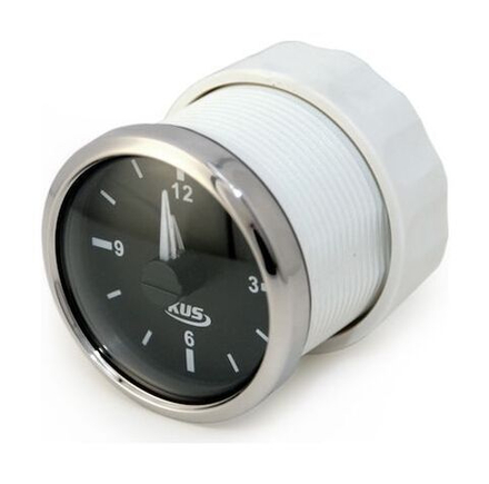 Часы кварцевые, аналоговый черный циферблат, нержавеющий ободок, д. 52 мм