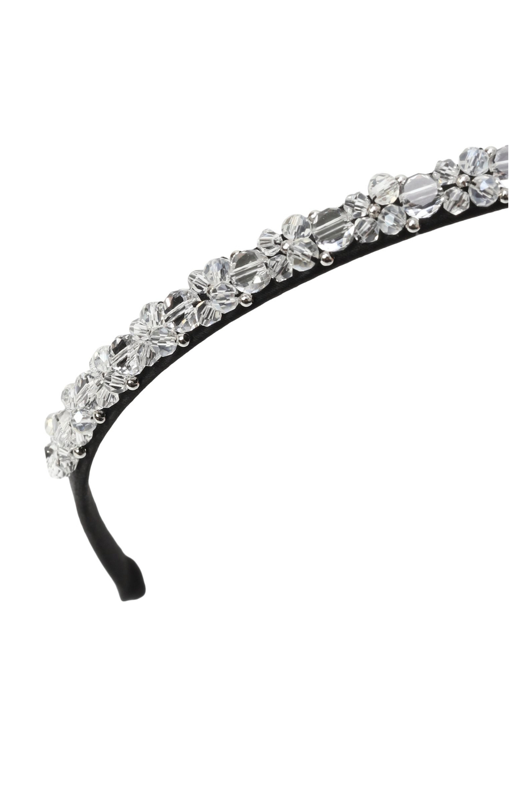 Ободок черный со стеклянными бусинами