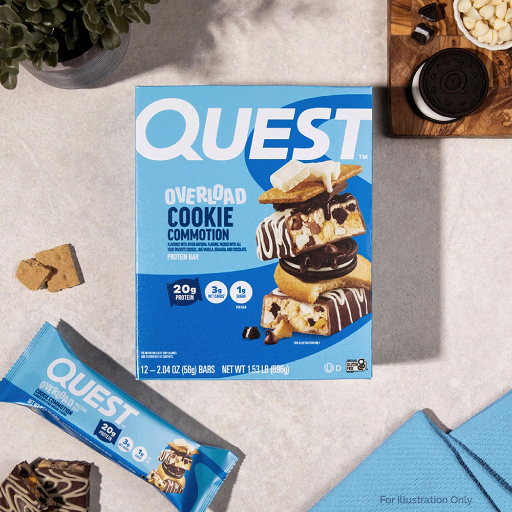 Quest Nutrition, Протеиновый батончик Overload, Cookie Commotion, 12 батончиков, 58 г (2,04 унции)